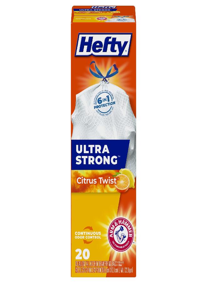 Hefty Ultra Strong Tall Kitchen Trash Bags, Citrus Twist Scent, 13 Gallon, 20 Count - Image 1